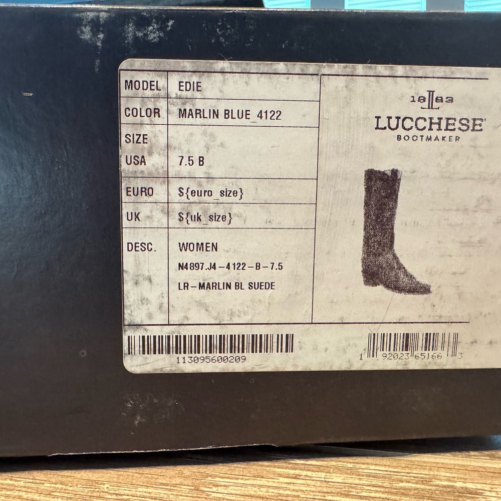 Lucchese Marlin Blue Suede Boots